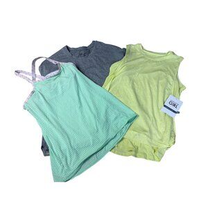 Athleta Girl Workout Tops Set Mint Green Grey Yellow Xl/14 3 piece set